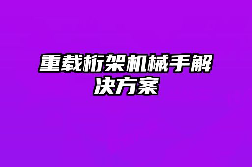 重载桁架机械手解决方案