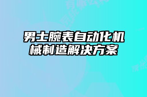 男士腕表自动化机械制造解决方案