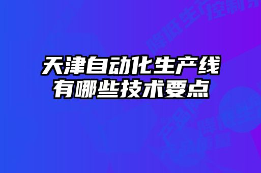 天津自动化生产线有哪些技术要点