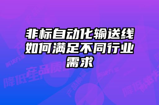 非标自动化输送线如何满足不同行业需求