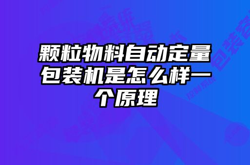 颗粒物料自动定量包装机是怎么样一个原理
