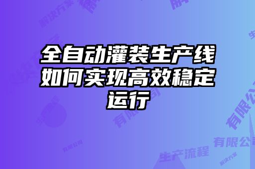 全自动灌装生产线如何实现高效稳定运行