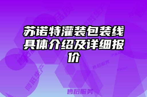 苏诺特灌装包装线具体介绍及详细报价