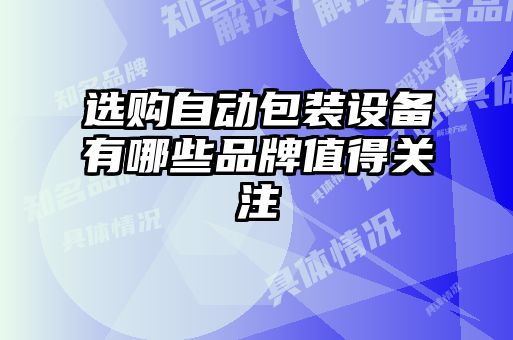 选购自动包装设备有哪些品牌值得关注