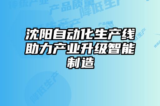 沈阳自动化生产线助力产业升级智能制造