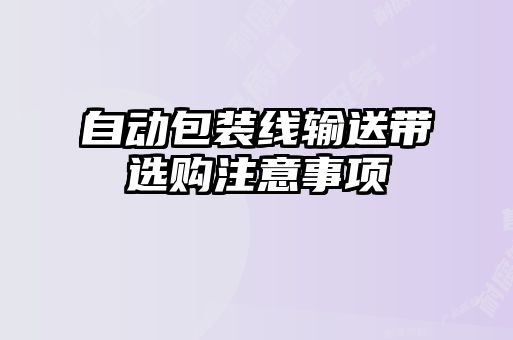 自动包装线输送带选购注意事项