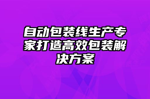 自动包装线生产专家打造高效包装解决方案