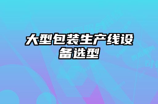 大型包装生产线设备选型