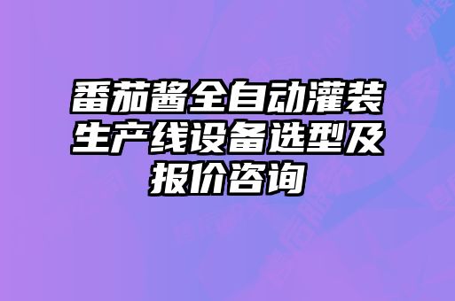 番茄酱全自动灌装生产线设备选型及报价咨询