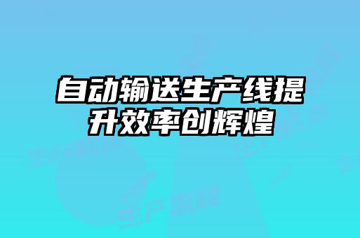 自动输送生产线提升效率创辉煌