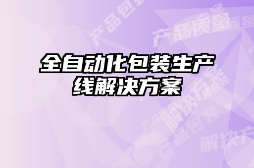 全自动化包装生产线解决方案
