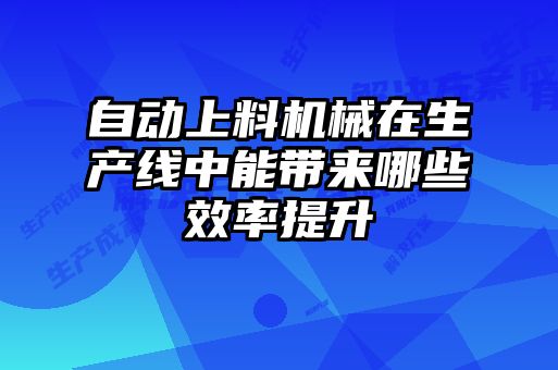 自动上料机械在生产线中能带来哪些效率提升