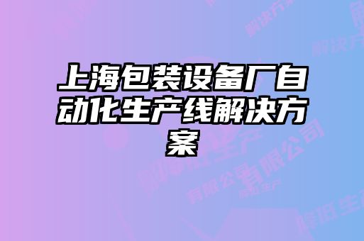 上海包装设备厂自动化生产线解决方案