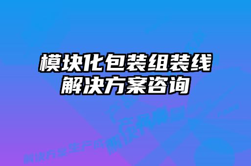 模块化包装组装线解决方案咨询
