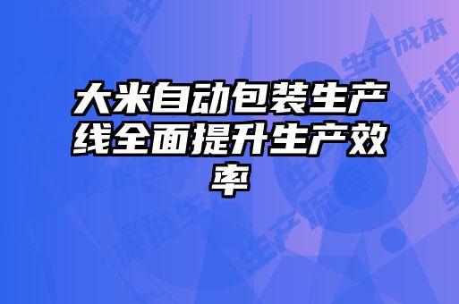 大米自动包装生产线全面提升生产效率