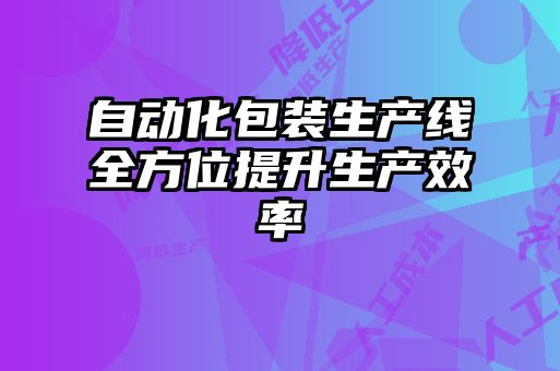 自动化包装生产线全方位提升生产效率