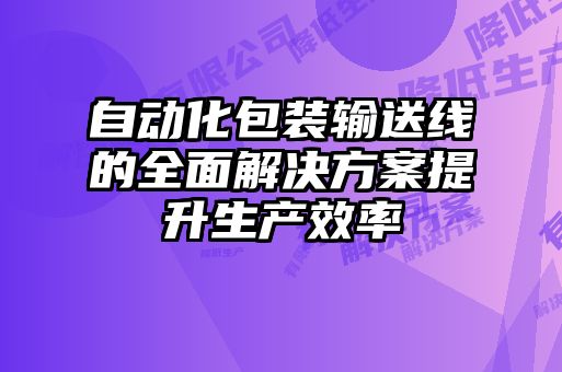 自动化包装输送线的全面解决方案提升生产效率