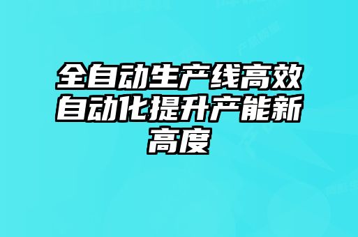 全自动生产线高效自动化提升产能新高度