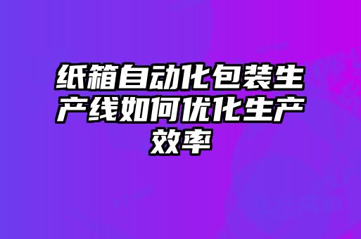 纸箱自动化包装生产线如何优化生产效率