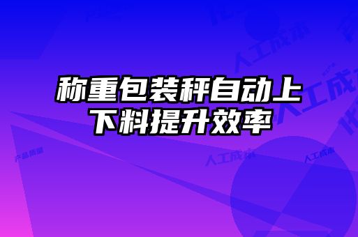 称重包装秤自动上下料提升效率