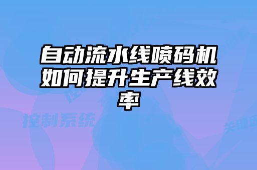 自动流水线喷码机如何提升生产线效率