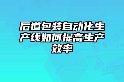 后道包装自动化生产线如何提高生产效率