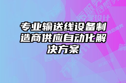 专业输送线设备制造商供应自动化解决方案