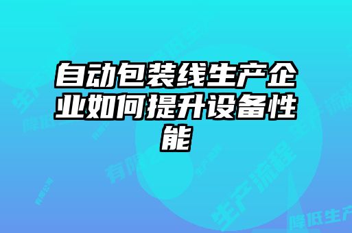 自动包装线生产企业如何提升设备性能
