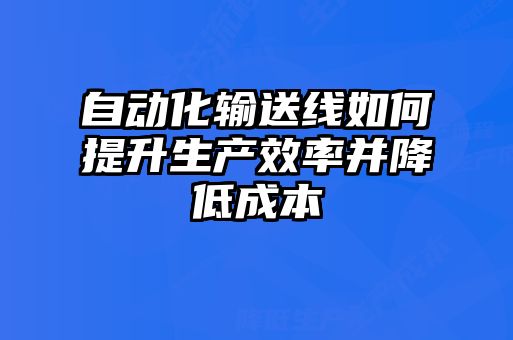 自动化输送线如何提升生产效率并降低成本