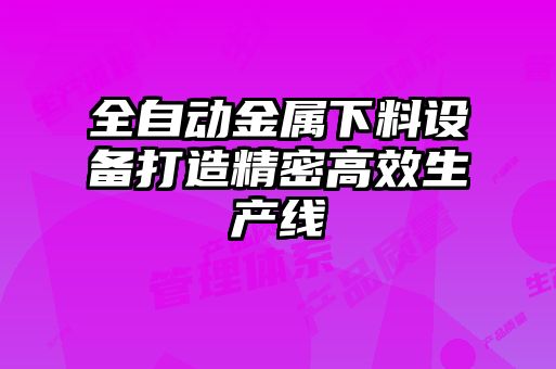 全自动金属下料设备打造精密高效生产线