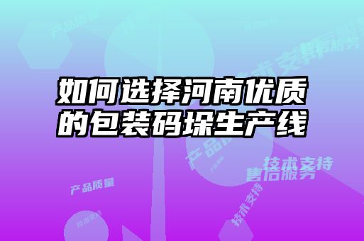 如何选择河南优质的包装码垛生产线