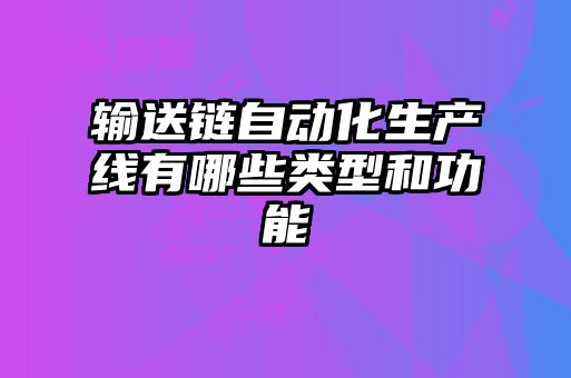 输送链自动化生产线有哪些类型和功能