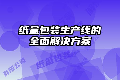 纸盒包装生产线的全面解决方案
