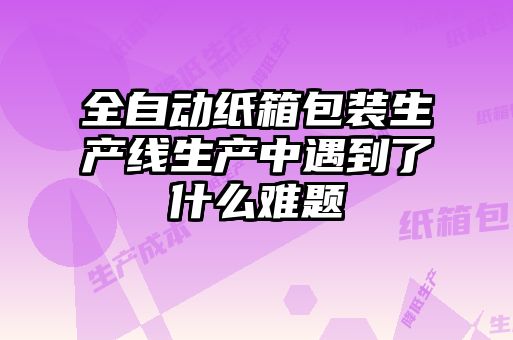 全自动纸箱包装生产线生产中遇到了什么难题